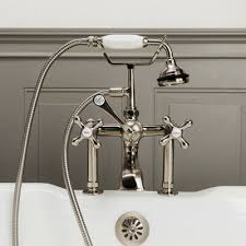 Chevington Triple Handle Deck Mounted Clawfoot Tub Faucet With Diverter And Handshower Wayfair In 2020 Clawfoot Tub Faucet Tub Faucet Clawfoot Tub