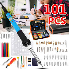 101pcs Adjustable Temperature Electric Welding Soldering Iron Tool Wood Burning Pen Set Pyrography Kit Tips With Carrying Case Walmart Com In 2020 Pyrography Tools Soldering Iron Wood Burning Pen
