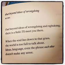 Out Beyond Ideas Of Wrongdoing And Rightdoing There Is A Field I Ll Meet You There When The Soul Rumi Love Quotes Inspirational Quotes Poetry Inspiration