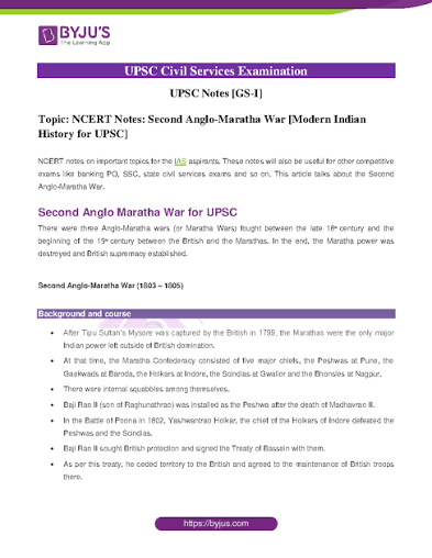 Second Anglo-Maratha War Notes for UPSC (GS-I) - Studocu