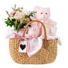 Our online gift shop offers birthday flowers for under $30, these birthday flowers are colorful and bright. Baby Pink Bear Basket The Lush Lily Brisbane Florist Flower Delivery Carindale Loganholme Brisbane Buy Flowers Online