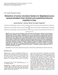 Pdf Detection Of Some Virulence Factors In Staphylococcus Aureus Isolated From Clinical And Subclinical Bovine Mastitis In Iran
