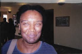 Two pictures of Harryette Mullen, the first at Sun & Moon, the second  elsewhere (both photos by Douglas Messerli)