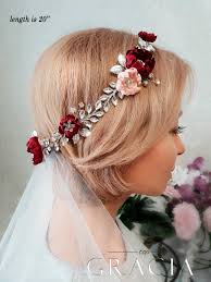 Flowers come in an amazing range of colors, both natural and tinted, so it won ' t be difficult to find blooms that perfectly match the rest of your wedding. Lexis Burgundy Wedding Hair Piece With Maroon Hair Flowers To Your Bridal Appearance By Topgracia