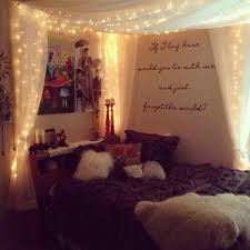 Cute Bedroom Fairy Lights Around A Four Poster Bed With Quote On The Wall Bedroom Diy Christmas Lights In Bedroom Headboard Curtains