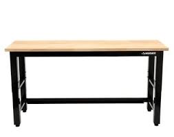 Husky 6 Ft Adjustable Height Solid Wood Top Workbench G7200s Us The Home Depot Wood Top Workbench Folding Workbench Workbench