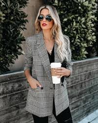 Black And White Houndstooth Blazer Womens Pardon Me Pocketed Houndstooth Blazer Casual Blazer Women Business Casual Dresses Fashion