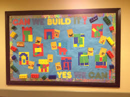 Building Unit Bulletin Board With Legos Theme Lego Classroom Theme Kindergarten Themes Lego Activities