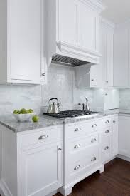 White Inset Cabinets Super White Counters Marble Backsplash Dark Wood Floors Mb Wilso White Shaker Kitchen Interior Design Kitchen Shaker Kitchen Cabinets