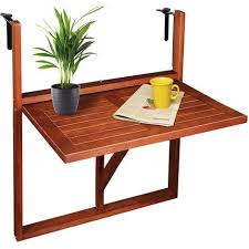 The small tray at the top can be used as a planter or you can use it as an ice tray. Balcony Hanging Table Folding Wooden Side Bistro Terrace Patio Railing Outdoor
