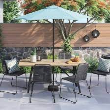 Cadima 7 Piece Rope Amp Wood Patio Dining Set Threshold Target Modern Outdoor Patio Patio Style Patio Stones