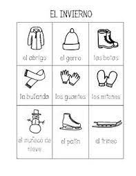 Spanish Winter Vocabulary Words Trace The Words Color Vocabulary Words Spanish Words For Kids Spanish Words