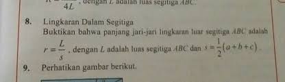 Lingkaran Dalam Segitiga Buktikan Bahwa Panjang Jari Jari Lingkaran Luar Segitiga Abc Adalah Brainly Co Id