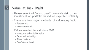 It estimates how much a set of investments might lose (with a given probability), given normal market conditions, in a set time period such as a day. Value At Risk Var Excel Example