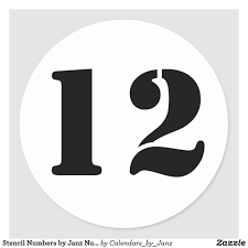 Stencil Numbers By Janz Number 12 Twelve White Classic Round Sticker Zazzle Com In 2021 Number Stencils Number 12 Stencils