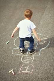 Gross Motor Hopscotch Involves Jumping Balancing On One Leg Tossing An Object To See How Far You Wil Gross Motor Activities Gross Motor Preschool Activities