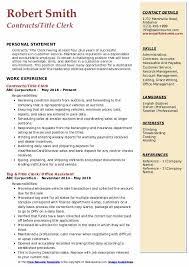 As an auto title clerk, you'll need to be able to answer questions about forms, help customers, and guide them through the process of registering their vehicles. Title Clerk Resume Samples Qwikresume