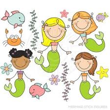 Mermaid Stick Figures Cute Digital Clipart Mermaid Graphics Stick Figure Drawing Stick Figures Cute Mermaid