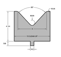 RITEWAY PRESS BRAKE DIE 85 DEGREE 4 INCH V OPENING FORMING DIE #48 48 INCH