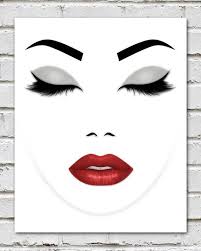 Black And White Red Lipstick Face Print Woman S Face Print Eyelashes Print Lips Etsy Dibujos De Maquillaje Pestanas Dibujos
