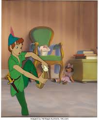 Peter Pan Production Cel And Background Art Walt Disney 1953 Disney Animated Films Peter Pan Disney Peter Pan And Tinkerbell