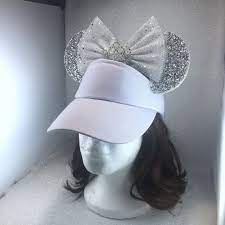 Minnie Mouse Ear Visor Silver Diamond Queen By Enchanteddust Disney Hats Disney Bows Diy Minnie Ears