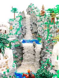 Lego Rivendell Waterfall Closeup Wow Cool Lego Creations Cool Lego Lego Design