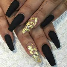 Black And Gold Nails Coffin Black Gold Nail Ideas Gold Acrylic Nails Black Gold Nails Gold Nails