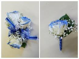 White And Blue Rose Corsage And Boutonniere Prom Davisfloralco Corsage Boutonniere Prom Corsage And Boutonniere Corsage Prom Wrist Corsage Prom