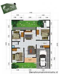 Ide denah rumah 3 kamar tidur untuk rumah minimalis: 24 Ide Denah Rumah 3 Kamar Tidur 1 Mushola 3d Untuk Kamu Pilih Joglo Joglo