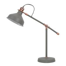 Saw something that caught your attention? Retro Desk Lamp With Adjustable Angled Arm In Grey With Copper Detail