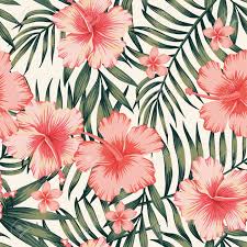 Islands in the sun tropical floral flower lila pink yellow stripe roll wallpaper. Tropical Flower With Palm Leaves Seamless Pattern Royalty Free Cliparts Vectors And Stock Illustration Image 91346039