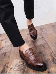 Brown Check Leather Slip On Dress Shoe With Tassel Slip On Dress Shoe Dress Shoes Leather Slip Ons
