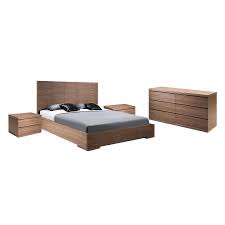 1950 italy queen bed set sculptural buffa headboard nightstands walnut parchment. Modern Bedroom Sets Aarhus Walnut Bedroom Eurway