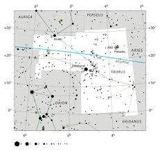 star chart of the constellation taurus with aldebaran and