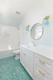 Check spelling or type a new query. Kids Bathroom With Green Glass Floor Tiles Transitional Bathroom