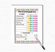 Kids Reward Chart Incentive Chart Chore Chart Kids Responsibilities Kids Daily Planner Weekly Planner Printable Instant Download