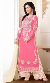 Hina Khan Pink Georgette Palazzo Suit 61269 Bollywood Dress Fashion Georgette Dress
