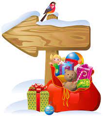 Transparent Christmas Sign And Santa Bag Png Clipart