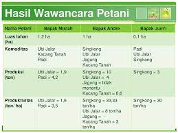 Jul 05, 2019 · contoh pertanyaan wawancara dengan petani padi singkong cabai tomat kacang sayuran bahasa sunda untuk mewawancarai seorang petani misalnya seperti petani padi petani tomat petani kacang petani sayuran ataupun dengan petani cabai pada dasarnya untuk pertanyaanya menurut saya sama saja hanya tinggal disesuaikan sedikit nanti dibagian pertanyaannya. Contoh Wawancara Dengan Petani Singkong Cara Golden