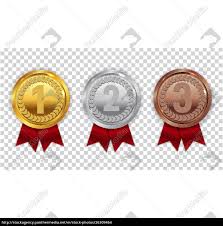 It teaches an understanding of the lifesaving principles embodied in the four components of water rescue education: Champion Gold Silber Und Bronze Medaille Mit Roten Lizenzfreies Foto 26309464 Bildagentur Panthermedia
