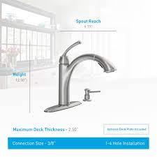 The free movement of the loose base can cause rupture to the water supplying lines of the valve which will lead to leakage. Moen 87047brb Mediterranean Bronze Sullivan Pullout Spray High Arc Kitchen Faucet With Soap Dispenser And Reflex Technology Faucet Com