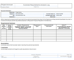 Customer Requirements Logbig Project Management Templates Proposal Management Templates
