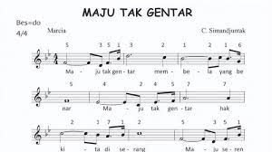 Amatilah Teks Lagu 'Maju Tak Gentar', Identifikasi Tinggi Rendah Nada dari Notasi Angka Lagu di Atas - Tribunpadang.com