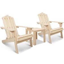 Adirondack Chairs And Side Table 3 Piece Set Natural Outdoor Lounge Set Lounge Chair Outdoor Chair Side Table