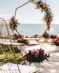See how you can decorate an decorating arches with flowers for a fall wedding includes chrysanthemums, helenium, iris, bird for a beach wedding, you can go with astrantias, giant roses, muscari, or some tropical wedding flowers. 61 Awesome Tropical Wedding Arch Ideas Weddingomania