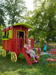 Maisonnette En Bois Roulotte Jardin Pour Enfants Maisonnette En Bois Cabane De Jardin Pour Enfants