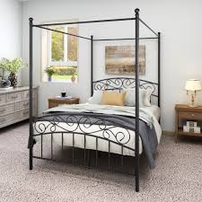 With a luxurious design, this bed frame will make your bedroom look and feel cozy. Docooler Canopy Bed Frame Queen Size Black Metal 4 Poster Mattress Foundation Modern Post Corner With Headboard For Girls Adults Walmart Com Walmart Com