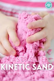 This kinetic sand recipe has a unique feel and the same elastic qualities as the store bought kinetic sand (regular sand, that is coated with silicone oil), it is similar to play dough in the way that you can. Taste Safe Kinetic Sand Sands Recipe Diy Kinetic Sand Kinetic Sand