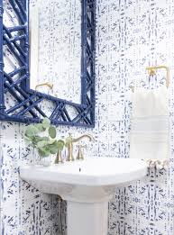 Corfu Navy Powder Room Wallpaper Powder Room Decor Bathroom Wallpaper